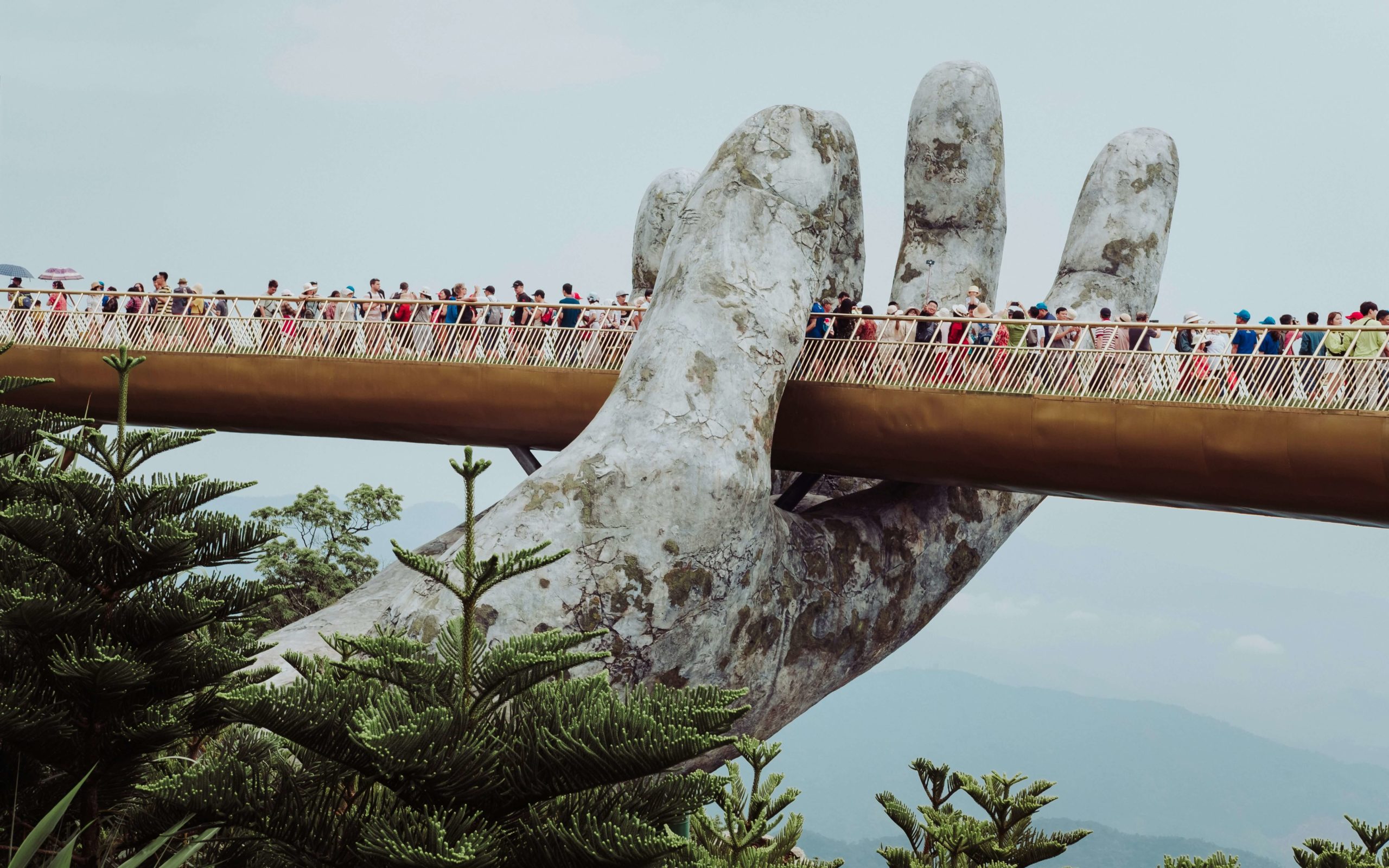 concrete hand statue