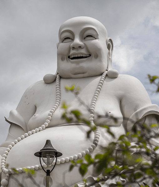 giant white buddha in mekong delta