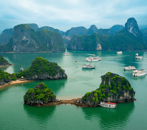 aeriel view of titop island in ha long bay
